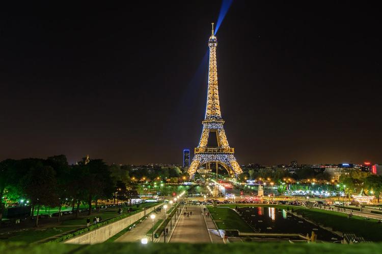 巴黎艾菲尔铁塔晚上风景图片图片